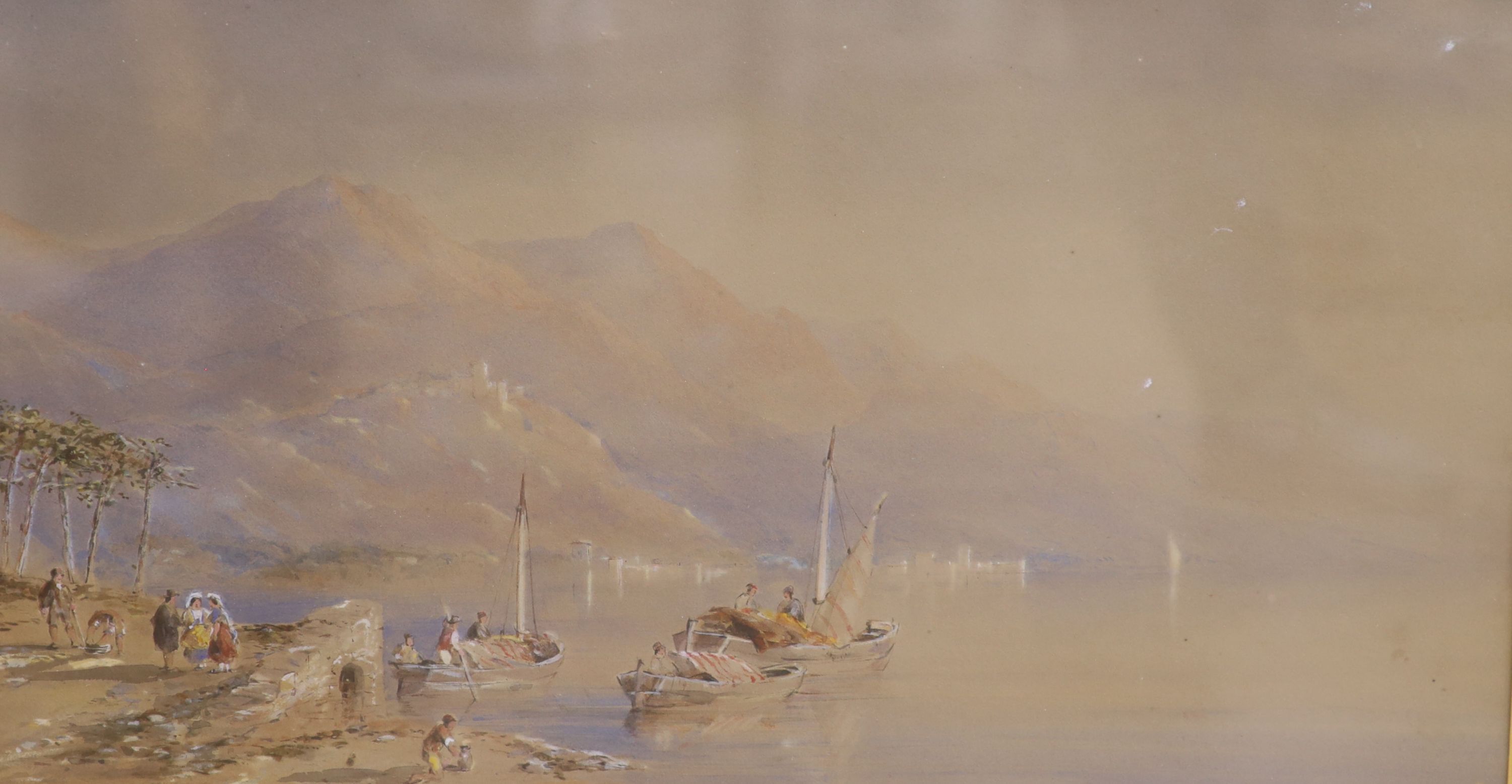 Edward Tucker (1847-1910), two watercolours, Continental waterside town and Swiss lake scene, both signed, 26 x 46cm and 29 x 52cm